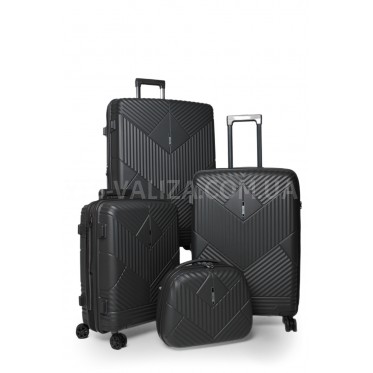 Набір валіз Франція (L M S+BC-4шт) поліпропілен сірий/Airtex 639