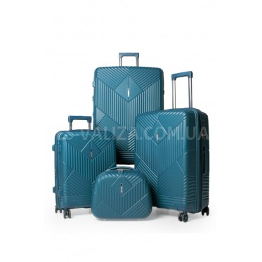 Набір валіз Франція (L M S+BC-4шт) поліпропілен зелений/Airtex 639