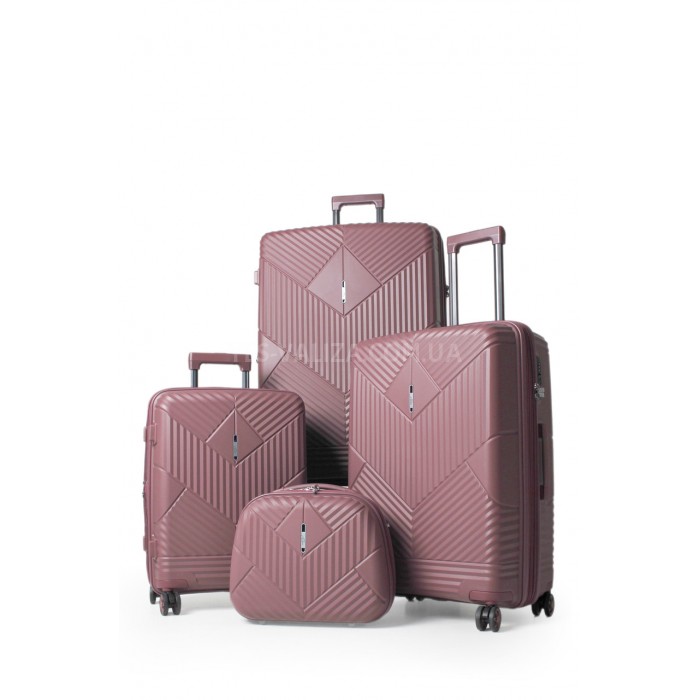 Набор чемоданов Франция (L M S+BC-4шт) полипропилен фиолет/Airtex 639, фото 1