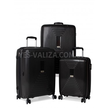 Набор чемоданов Франция (L M S-3шт) полипропилен чёрный/Airtex 241