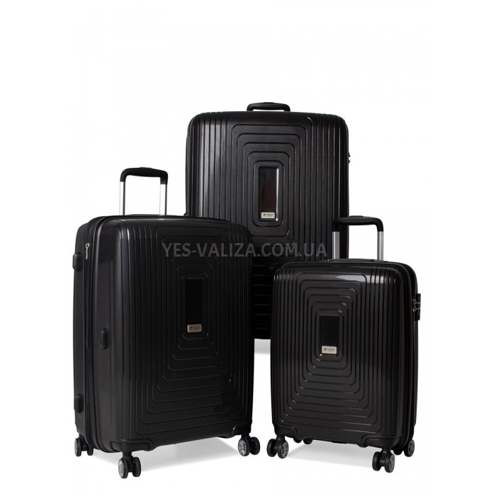 Набор чемоданов Франция (L M S-3шт) полипропилен чёрный/Airtex 241, фото 1