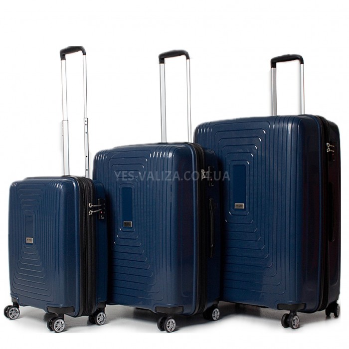Набір валіз Франція (L M S-3шт) поліпропілен синій/Airtex 241, фото 2