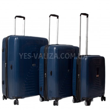 Набір валіз Франція (L M S-3шт) поліпропілен синій/Airtex 241