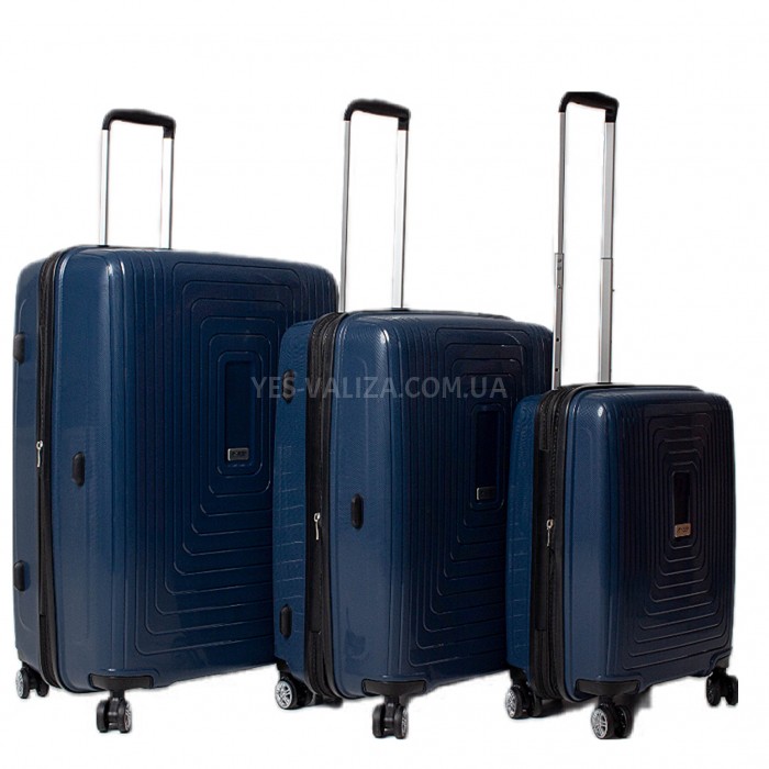 Набор чемоданов Франция (L M S-3шт) полипропилен синий/Airtex 241, фото 1
