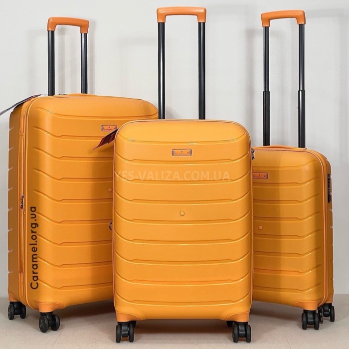 Набор чемоданов Франция (L M S-3шт) полипропилен жёлтый/Snowball, фото 2