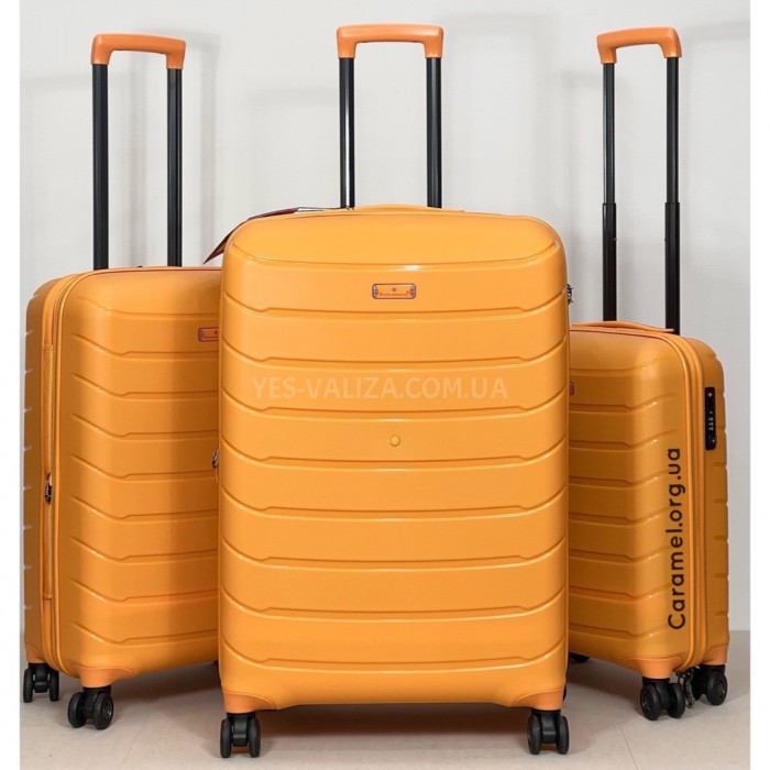 Набор чемоданов Франция (L M S-3шт) полипропилен жёлтый/Snowball, фото 3