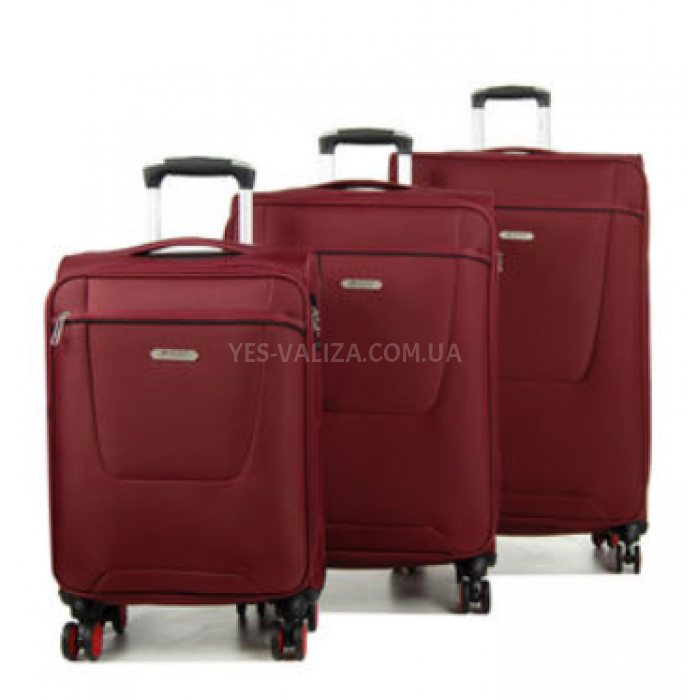 Набор чемоданов Франция (L M S-3шт) ткань красный/Airtex 825, фото 1