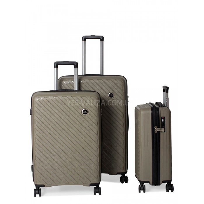 Набор чемоданов Франция (L M S-3шт) полипропилен бежевый/Snowbal 20203, фото 1