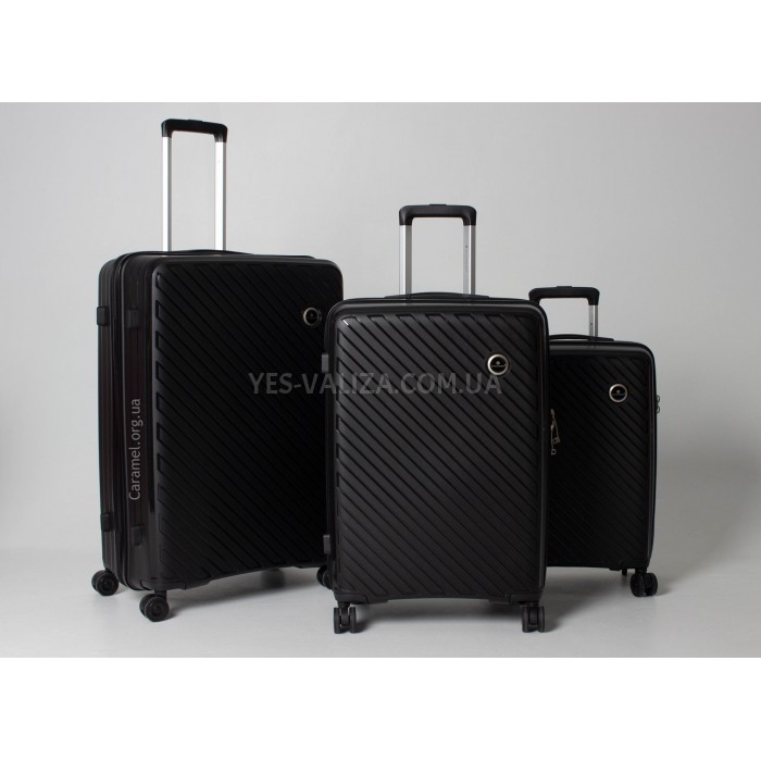 Набор чемоданов Франция (L M S-3шт) полипропилен чёрный/Snowball 20203, фото 3