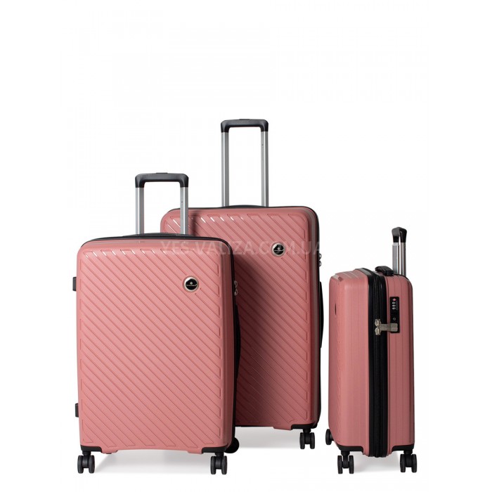 Набор чемоданов Франция (L M S-3шт) полипропилен пудра/Snowball 20203, фото 1