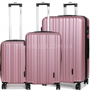 Набір валіз Франція (L M S-3шт) рожевий/Worldline 623