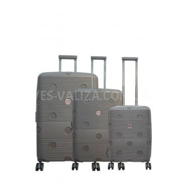 Набор чемоданов Франция (L M S-3шт) полипропилен серый/Airtex 246