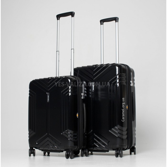 Набір валіз Франція (M S-2шт) полікарбонат чорний/Airtex 641, фото 2