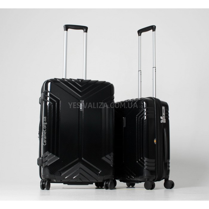 Набор чемоданов Франция (M S-2шт) поликарбонат чёрный/Airtex 641, фото 4