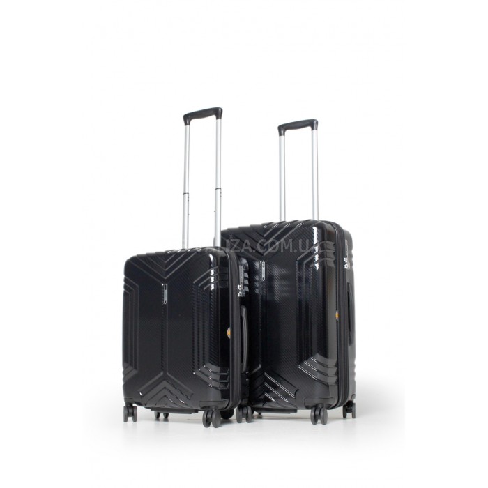 Набор чемоданов Франция (M S-2шт) поликарбонат чёрный/Airtex 641, фото 1