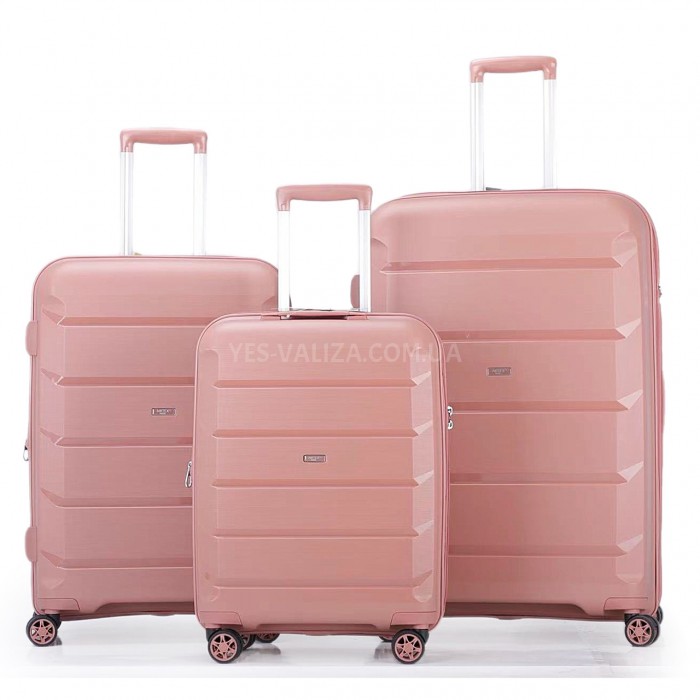 Набор чемоданов Франция (L M S-3шт) полипропилен пудра/Airtex 646, фото 1