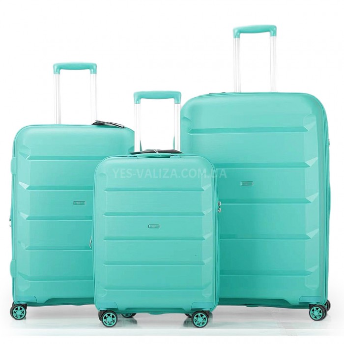 Набор чемоданов Франция (L M S-3шт) полипропилен бирюза/Airtex 646, фото 1