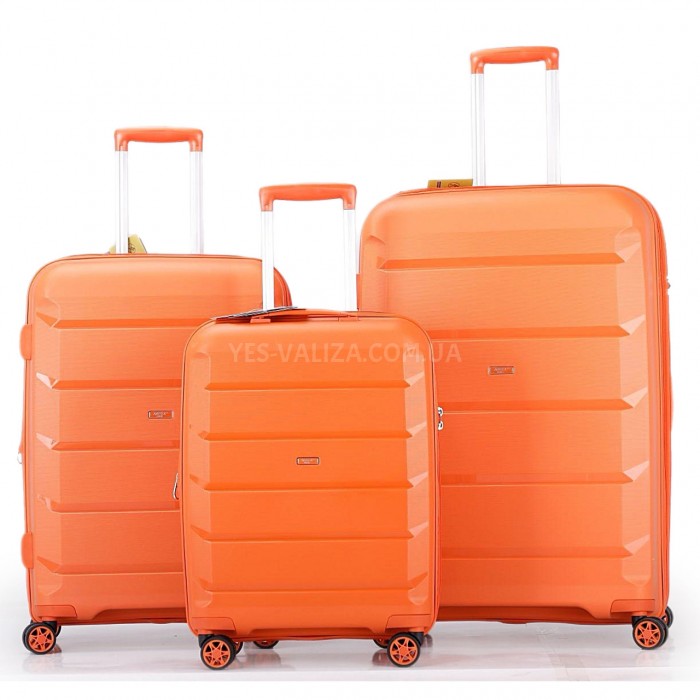 Набір валіз Франція (L M S-3шт) поліпропілен помаранч/Airtex 646, фото 1
