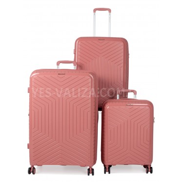 Набор чемоданов Франция (L M S-3шт) полипропилен пудра/Snowbal 20103