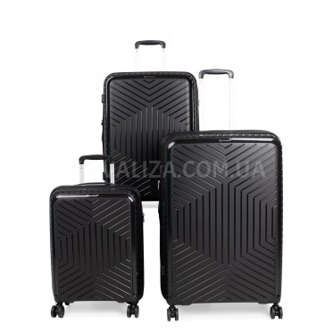 Набор чемоданов Франция (L M S-3шт) полипропилен чёрный/Snowball 20103