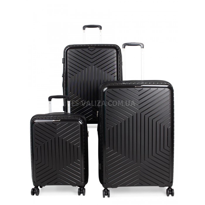 Набор чемоданов Франция (L M S-3шт) полипропилен чёрный/Snowball 20103, фото 1