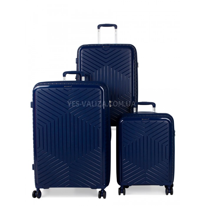 Набор чемоданов Франция (L M S-3шт) полипропилен синий/Snowball 20103, фото 1