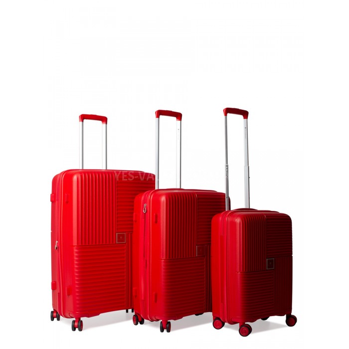 Набір валіз Франція (LMS-3шт) поліпропілен червоний/Snowball 20403, фото 2