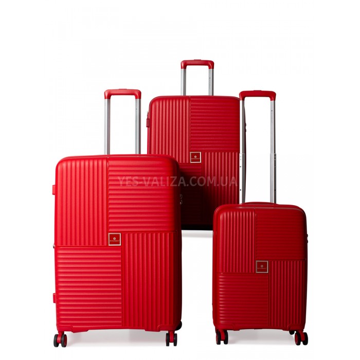 Набор чемоданов Франция (LMS-3шт) полипропилен красный/Snowball 20403, фото 1