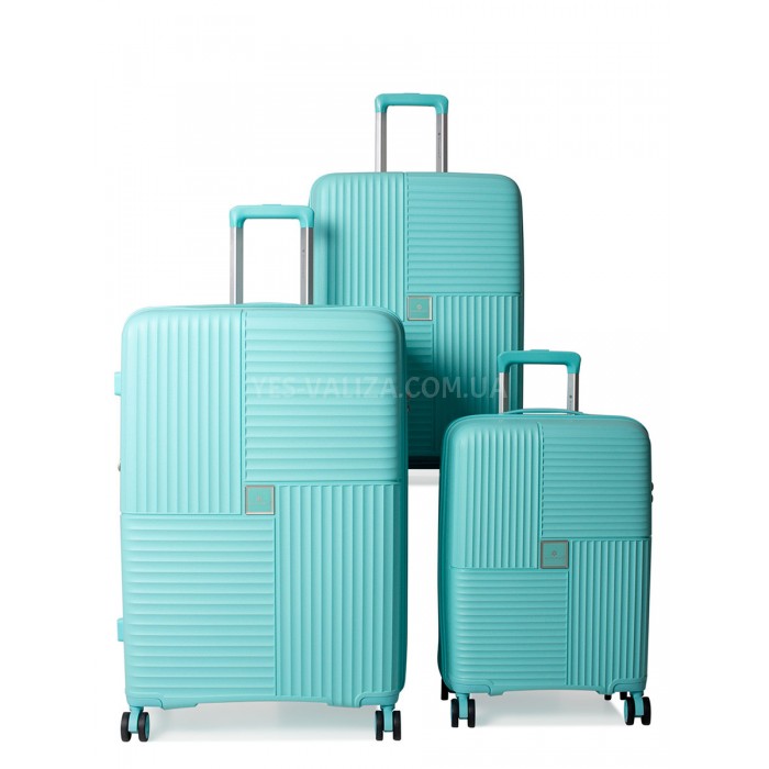 Набір валіз Франція (L M S-3шт) поліпропілен бірюза/Snowball 20403, фото 1