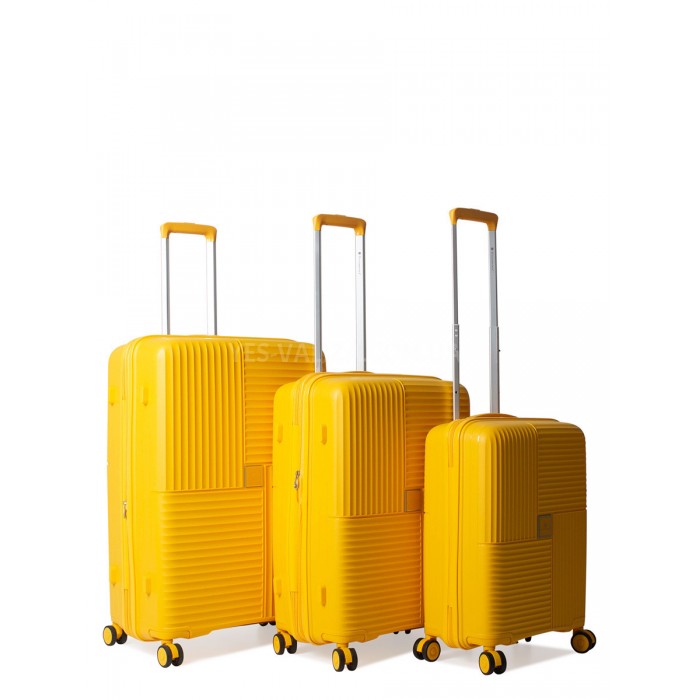 Набір валіз Франція (L M S-3шт) поліпропілен жовтий/Snowball 20403, фото 3