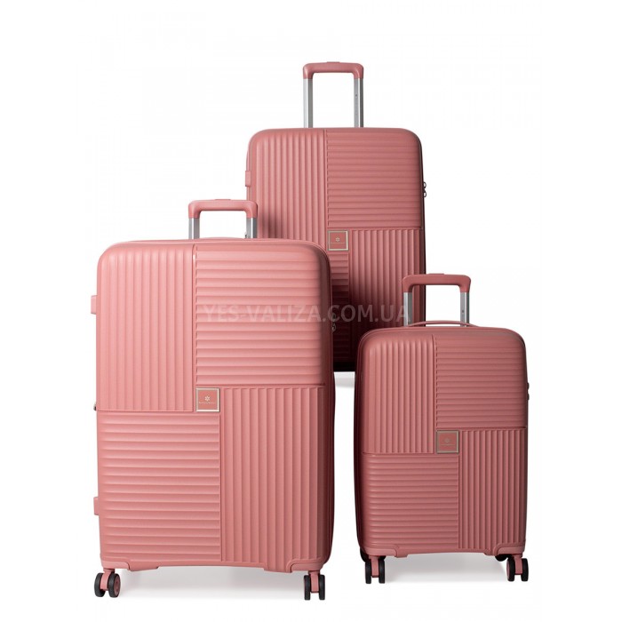 Набор чемоданов Франция (L M S-3шт) полипропилен пудра/Snowball 20403, фото 1