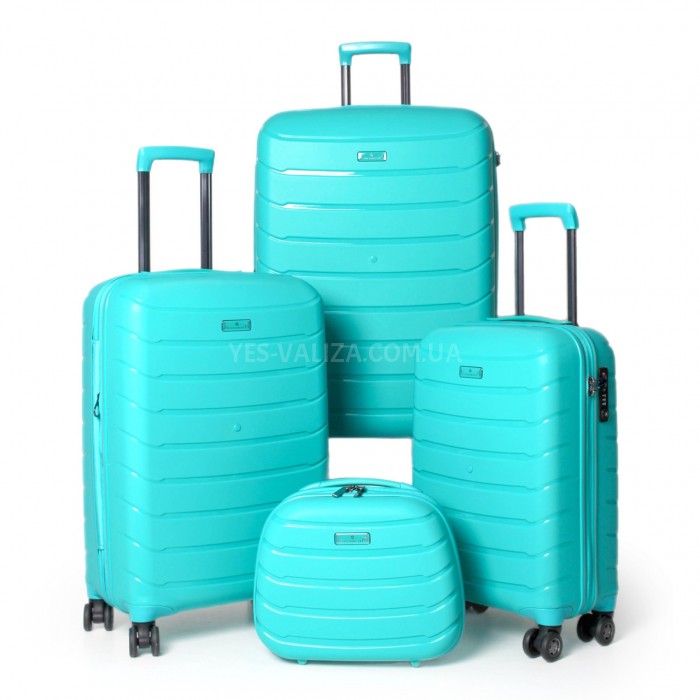 Набор чемоданов Франция (LMS+BC-4шт) полипропилен бирюза/Snowbal 61303, фото 1