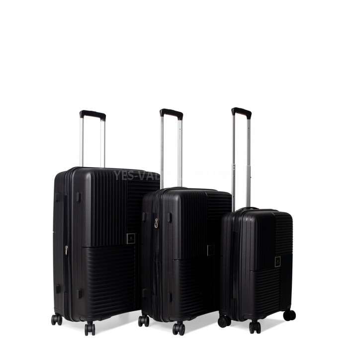 Набір валіз Франція (L M S-3шт) поліпропілен чорний/Snowball 20403, фото 2