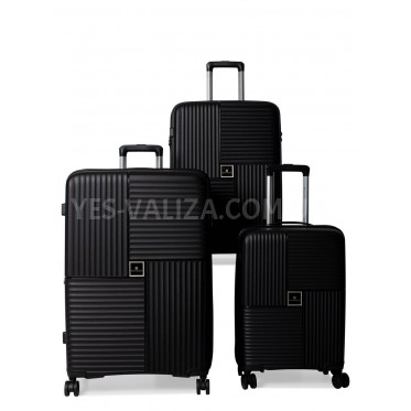 Набір валіз Франція (L M S-3шт) поліпропілен чорний/Snowball 20403