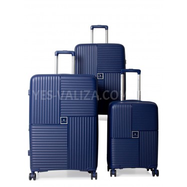 Набор чемоданов Франция (L M S-3шт) полипропилен синий/Snowball 20403