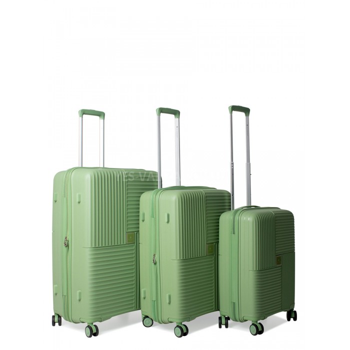 Набор чемоданов Франция (LMS-3шт) полипропилен зелёный/Snowball 20403, фото 3