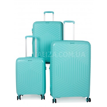 Набор чемоданов Франция (L M S-3шт) полипропилен мята/Snowball 20103