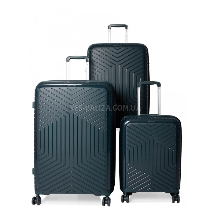 Набор чемоданов Франция (LMS-3шт) полипропилен т.зелёный/Snowbal 20103, фото 1