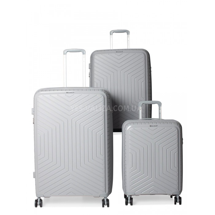 Набір валіз Франція (L M S-3шт) поліпропілен сірий/Snowball 20103, фото 1