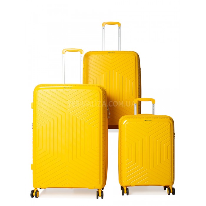 Набір валіз Франція (L M S-3шт) поліпропілен жовтий/Snowball 20103, фото 1