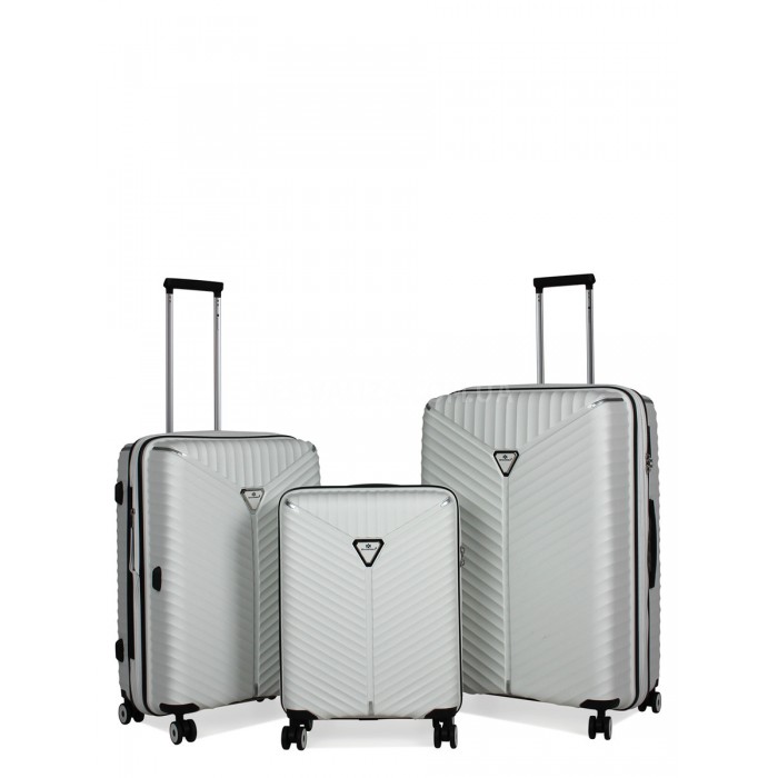 Набор чемоданов Франция (L M S-3шт) полипропилен белый/Snowball 05103, фото 1