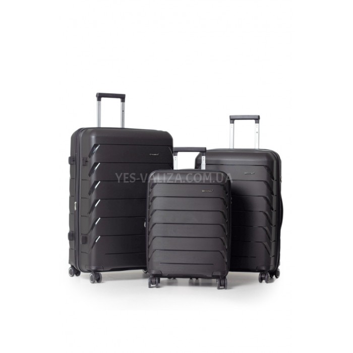 Набір валіз Франція (L M S-3шт) поліпропілен чорний/Snowball 33603, фото 1