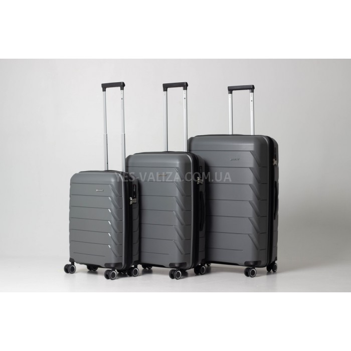 Набір валіз Франція (L M S-3шт) поліпропілен сірий/Snowball 33603, фото 3