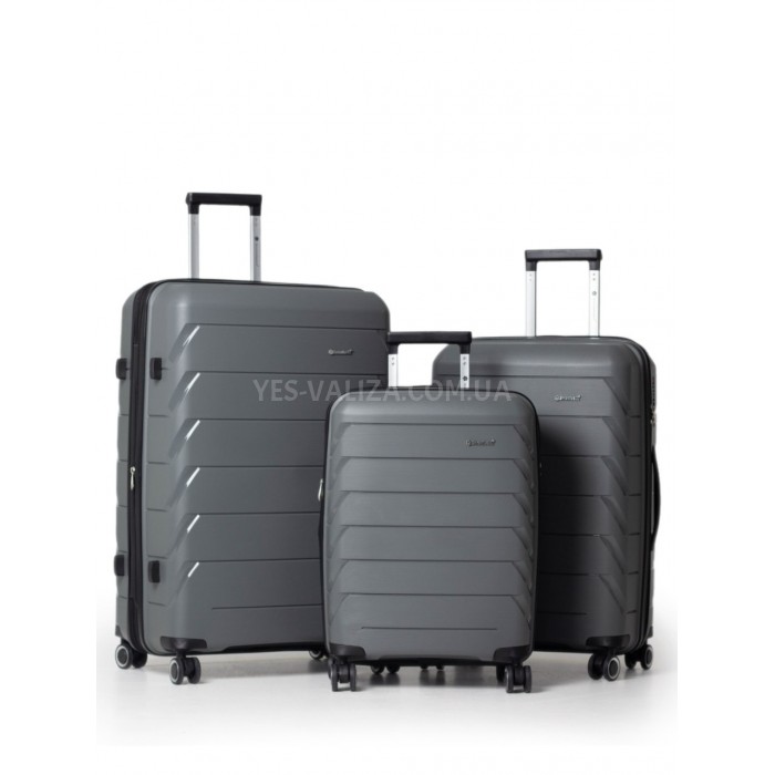 Набор чемоданов Франция (L M S-3шт) полипропилен серый/Snowball 33603, фото 1