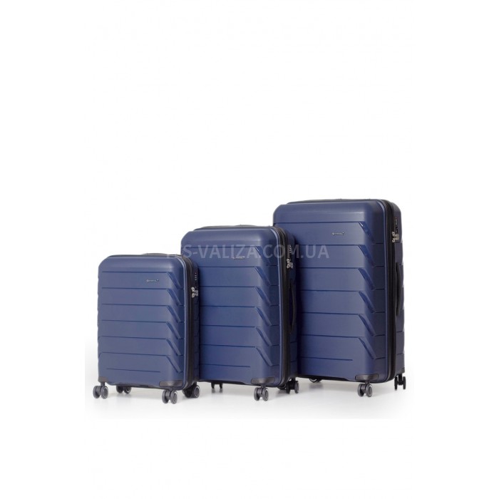 Набір валіз Франція (L M S-3шт) поліпропілен синій/Snowball 33603, фото 2