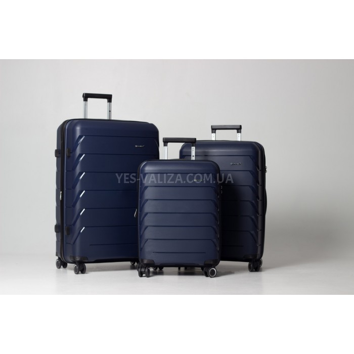 Набір валіз Франція (L M S-3шт) поліпропілен синій/Snowball 33603, фото 3