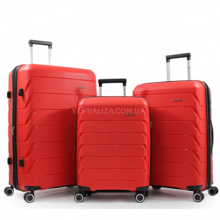 Набір валіз Франція (L M S-3шт) поліпропілен червоний/Snowball 33603, фото 1