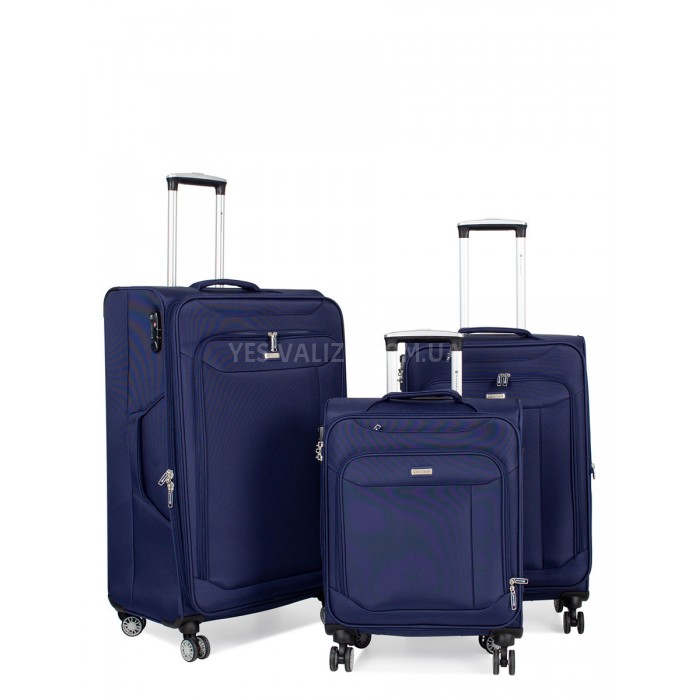 Набір валіз Франція (L M S-3шт) тканина синій/Snowball 87303, фото 1