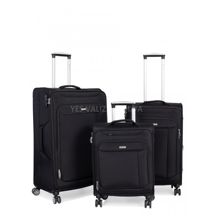 Набір валіз Франція (L M S-3шт) тканина чорний/Snowball 87303, фото 1