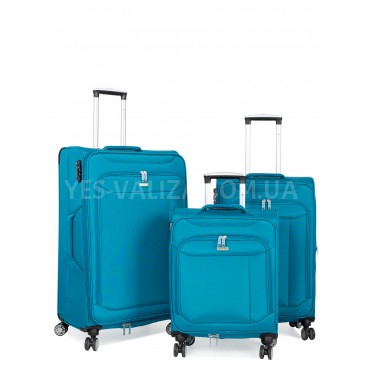 Набор чемоданов Франция (L M S-3шт) ткань бирюза/Snowball 87303